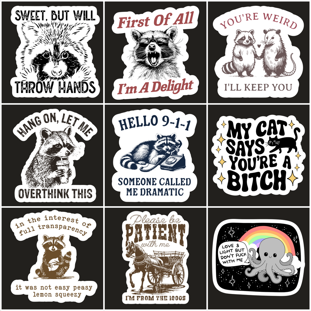 Slightly Unhinged Animal Stickers