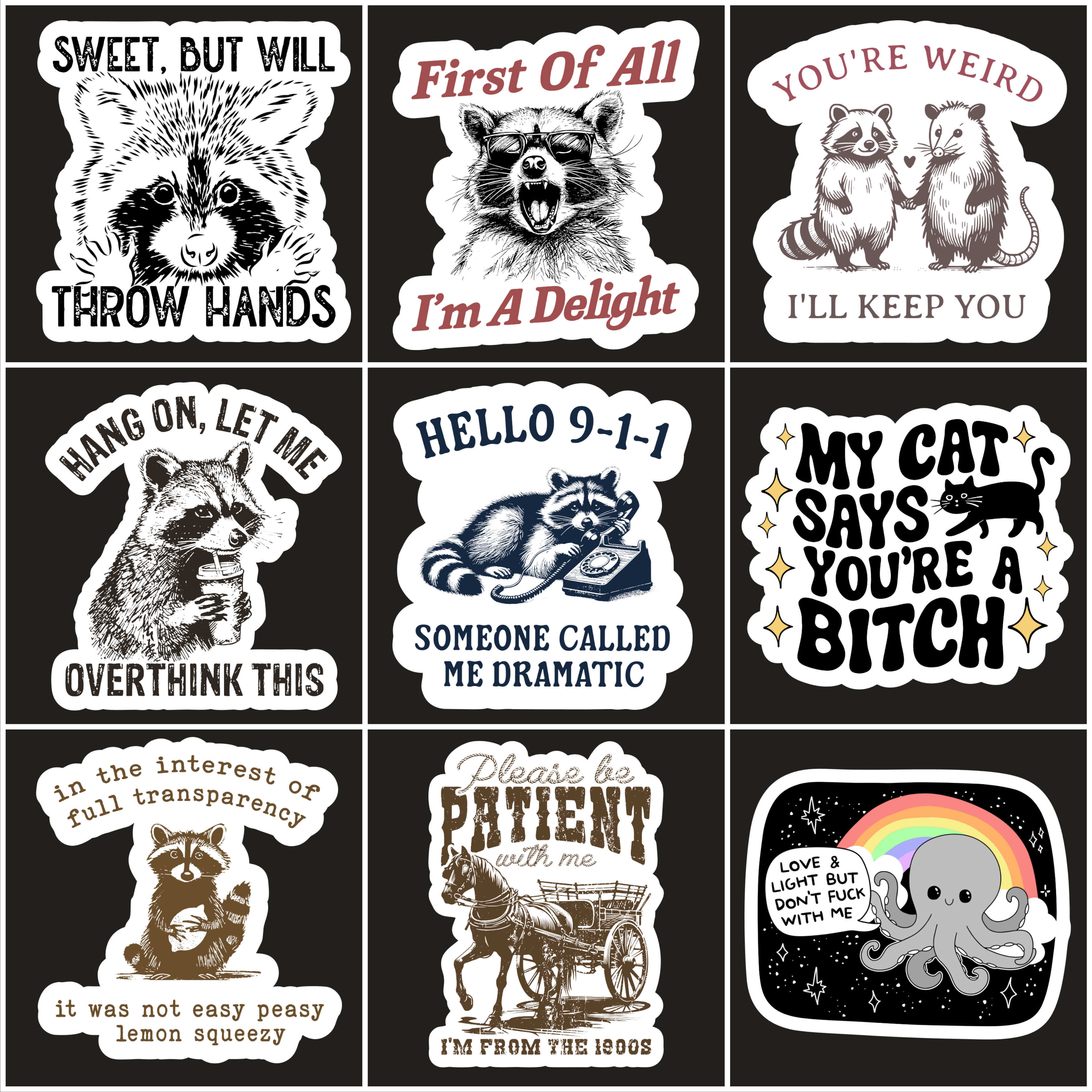 Slightly Unhinged Animal Stickers