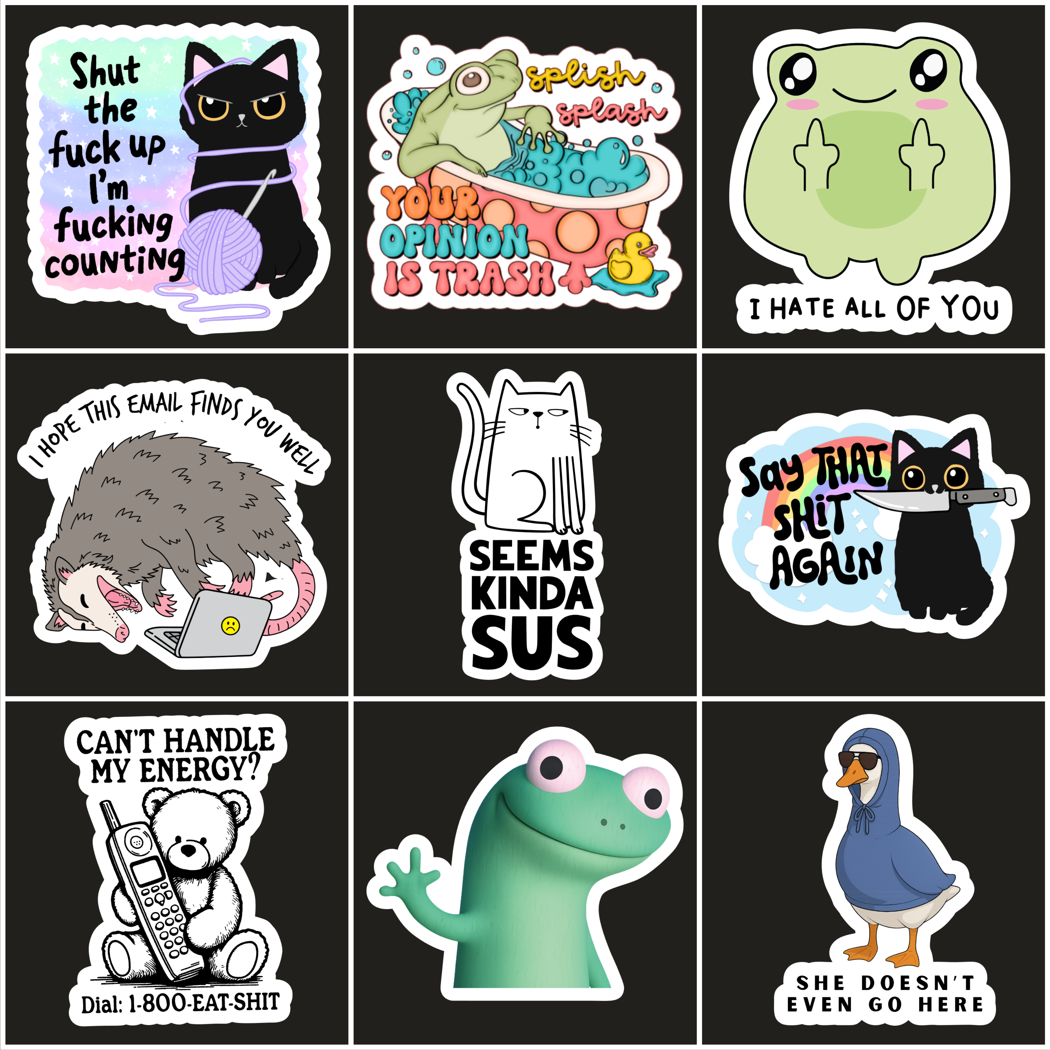 Slightly Unhinged Animal Stickers