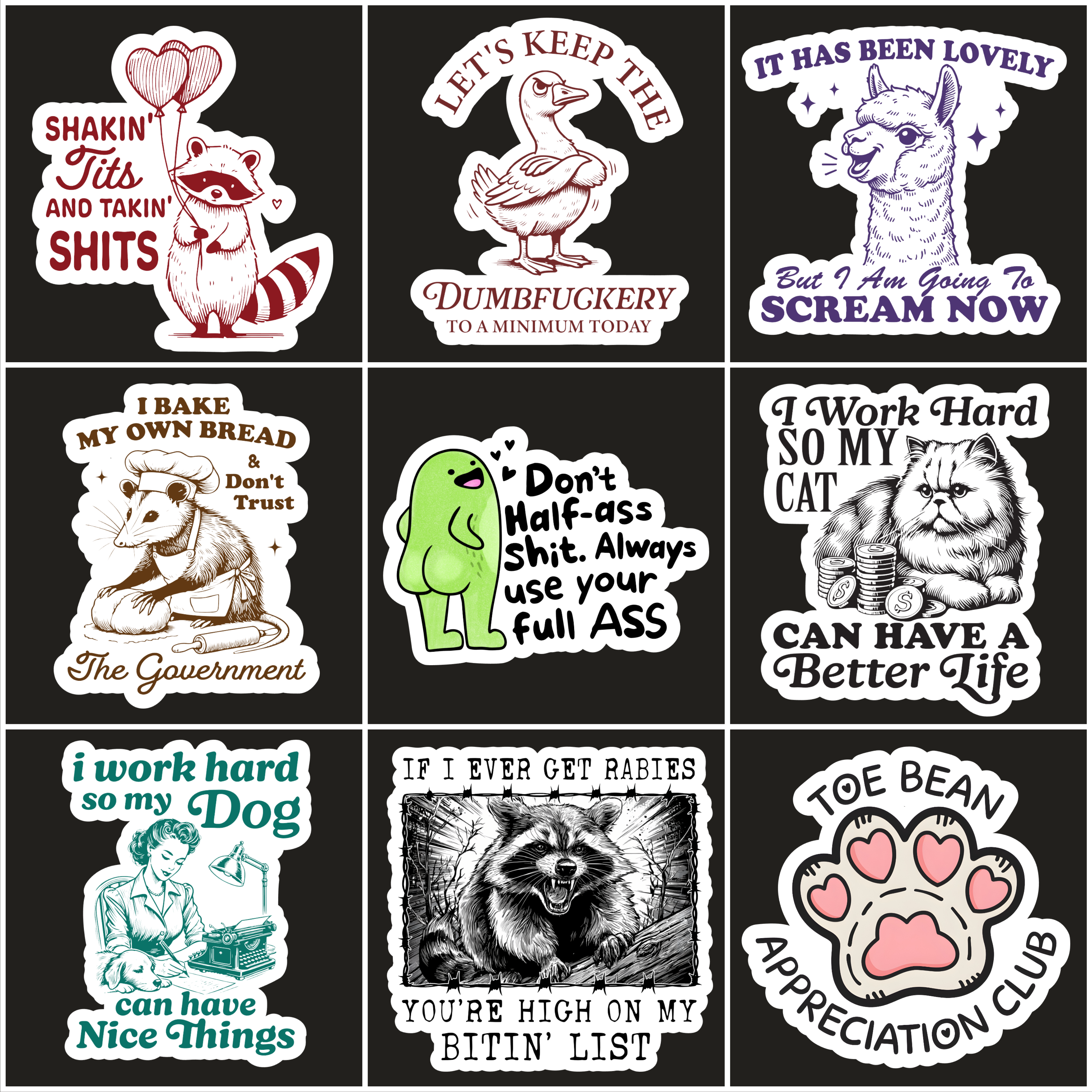 Slightly Unhinged Animal Stickers